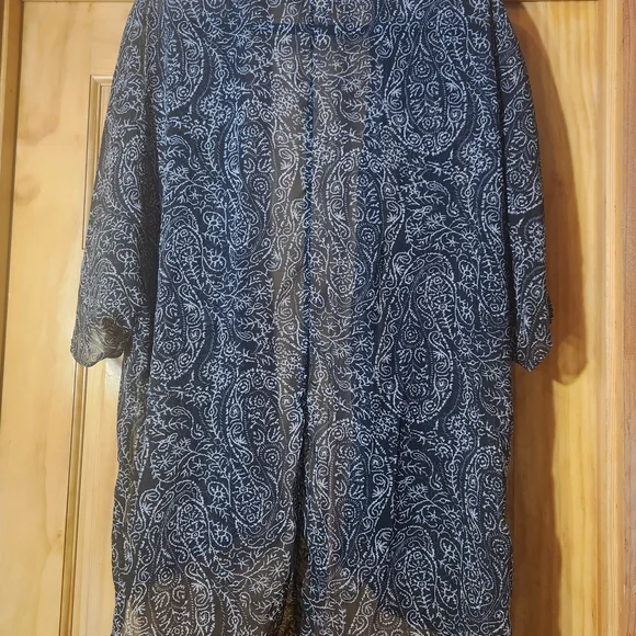 🖤Chic Black and White Paisley Women's Kimino Sheer XL - Picture 3 of 5
